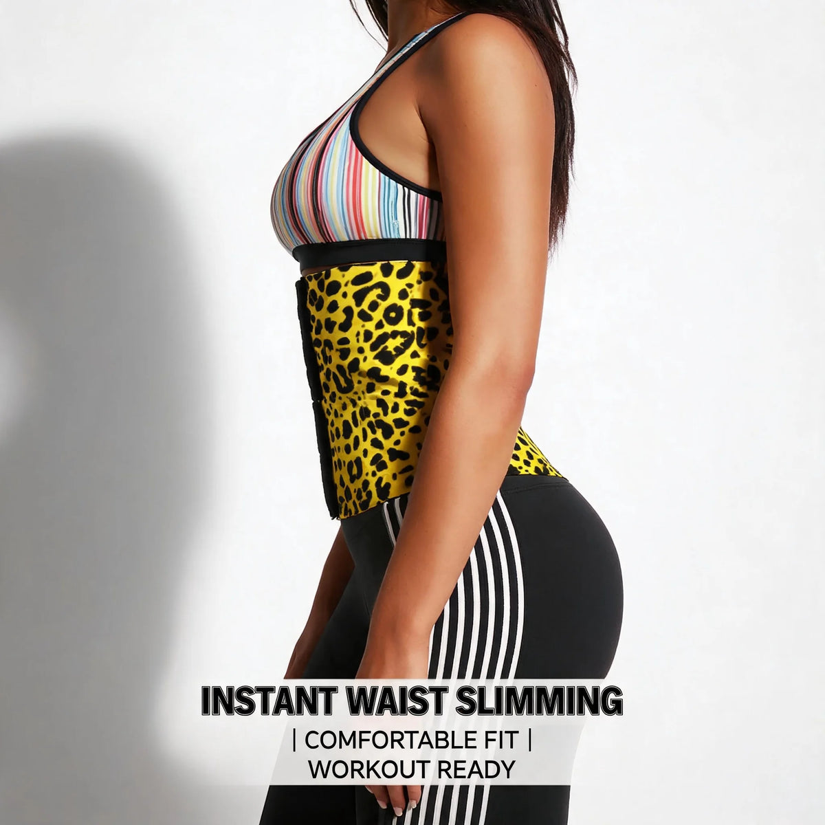 Women Red Leopard Waist Trainer Double Strap Tummy Control Corset Sauna Sweat Belt Fitness Body Shaper Fajas Reductoras