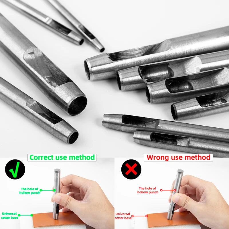 WUTA Basic Series 5-15 Pcs Leather Hollow Punch Set Round Hole Steel DIY Craft Working Tools for Watch Band,Fabric,Plastics,Gask