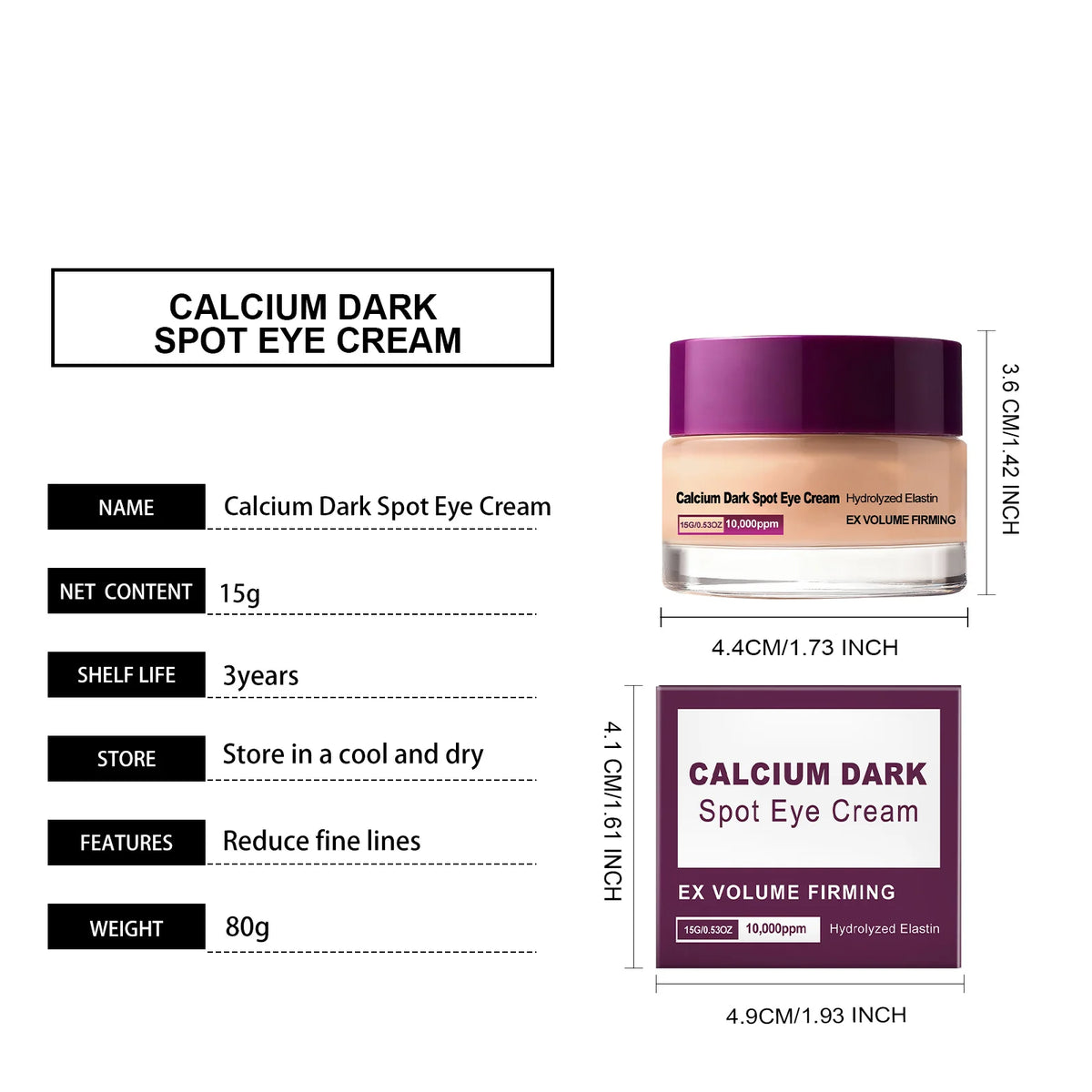 Calcium Dark Spot Eye Cream Tallow Extract Rebuild Elasticity Firming Dark Circle Reducing Hydrating Nourishing Anti Aging Tightening Skin Care