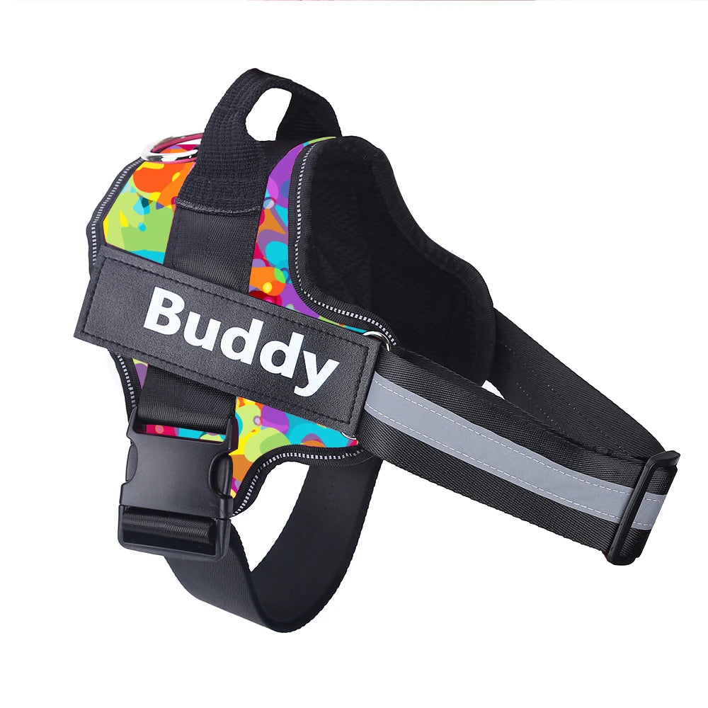 Personalized No-Pull Dog Harness, Reflective Breathable Vest for Small to Large Dogs, Walking and Training