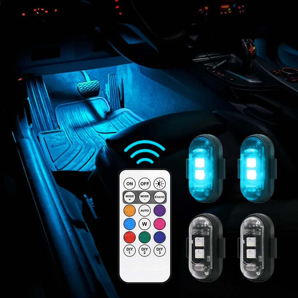 RGB LED Wireless Rechargeable Car Lights