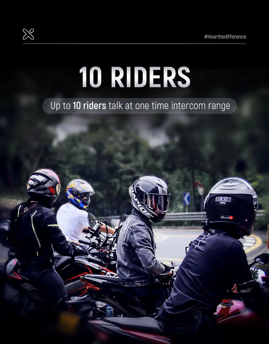 LX-B4FM-X for 10 Riders Intercom Motorcycle Bluetooth Helmet Headsets BT Moto with FM Radio