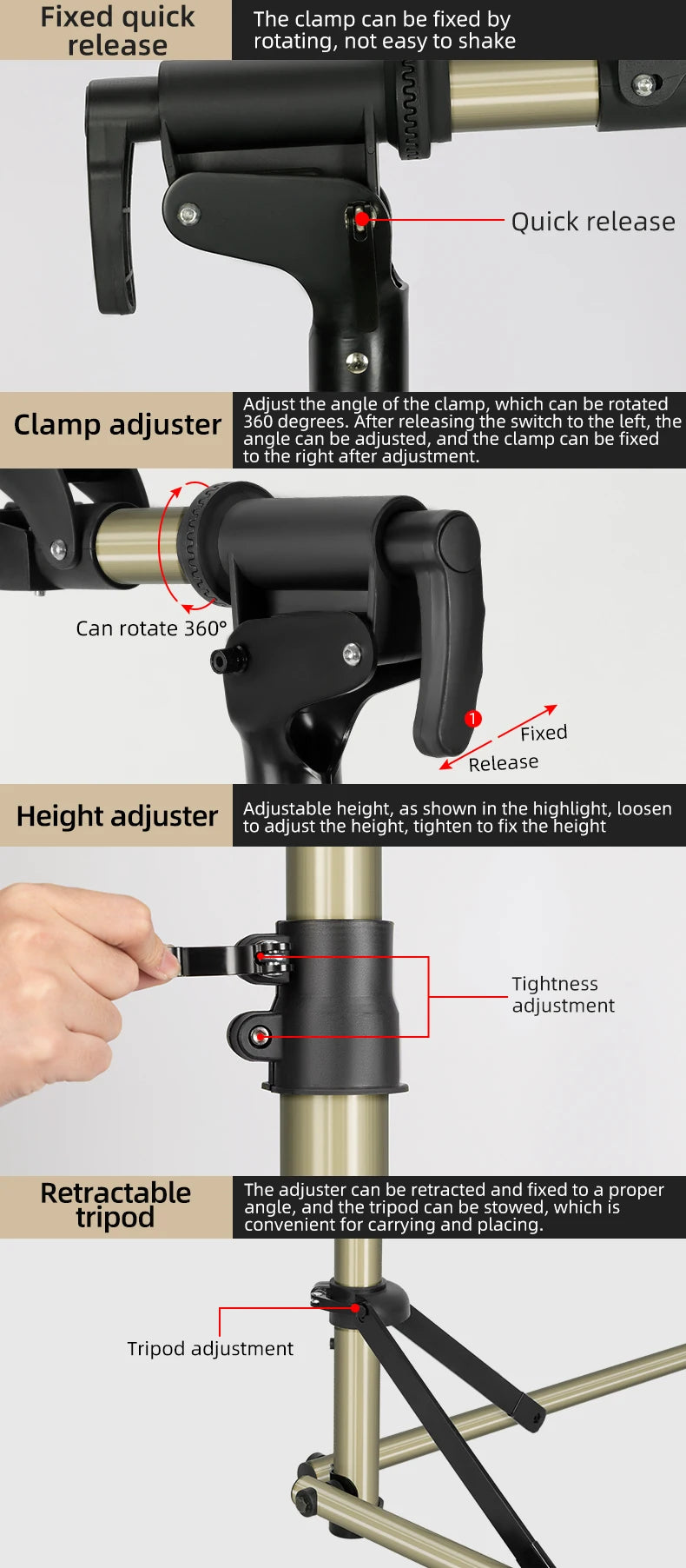 ROCKBROS Bicycle Repair Stand Aluminum Alloy Bike Work Stand Bike Rack Holder MTB Road Bicycle Maintenance Repair Tools Rack