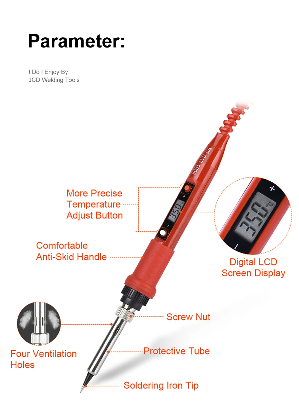 80W Electric Soldering Iron Kit with LCD Temperature Control, Tips and Solder Paste