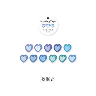 100pcs/roll Loving Heart Washi Tape Decorative Masking Morandi Color Scrapbooking Diary Paper Stickers
