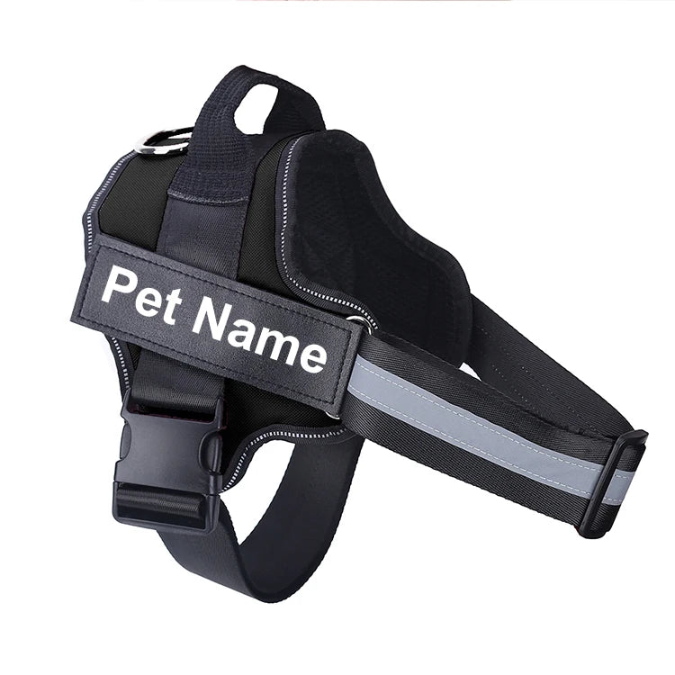 No-Pull Dog Harness, Reflective Breathable Adjustable Vest with Custom ID Patch for Outdoor Walking
