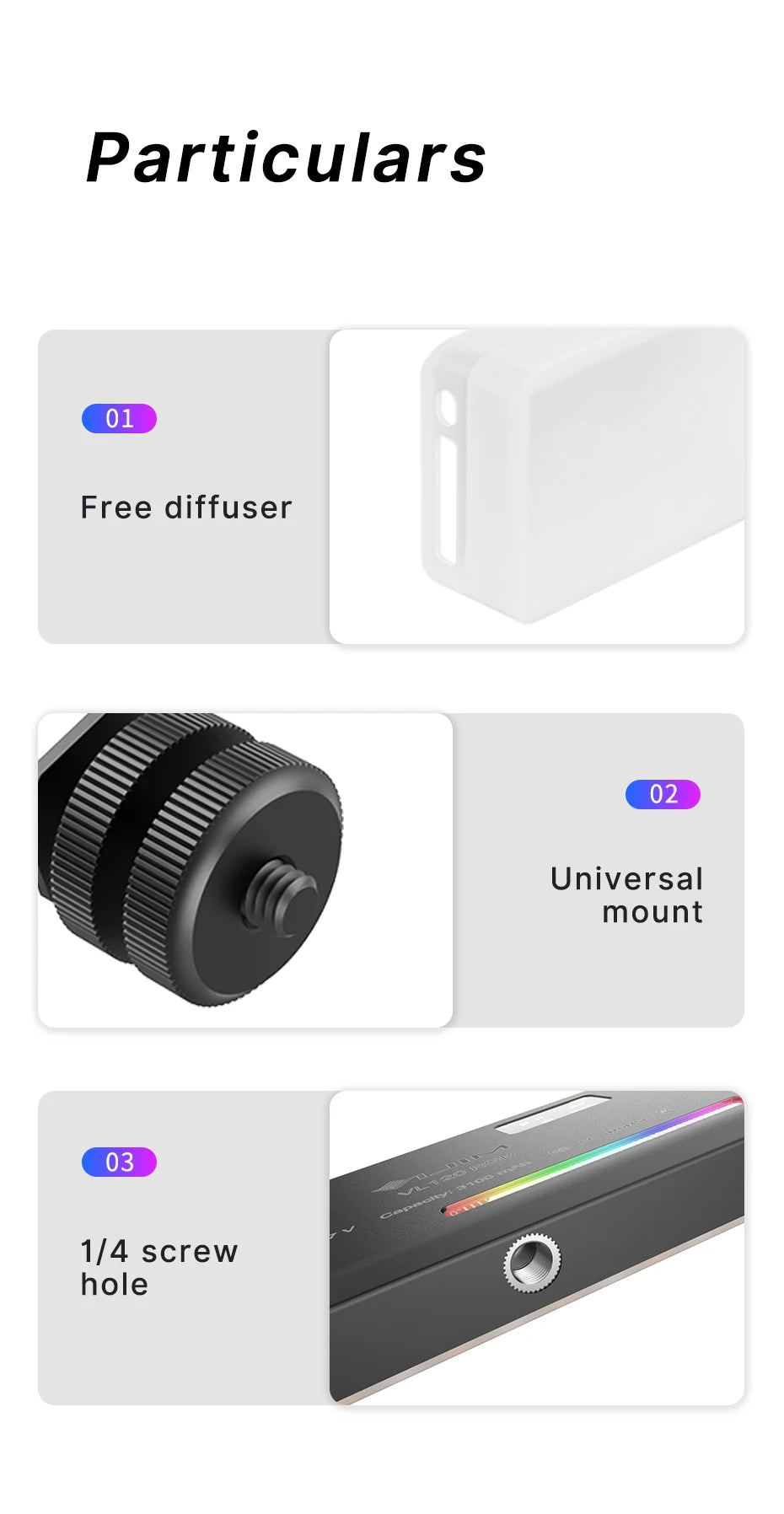 Ulanzi VL120 RGB LED Video Light, Rechargeable 3100mAh Mini Fill Light for Camera and Phone