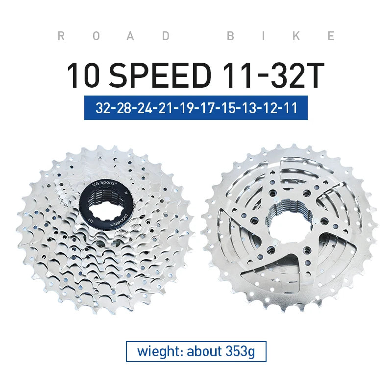 VG Sports All Size Road Bike 8 9 10 11 Speed Velocidade Bicycle Freewheel 11-25T/28T/32T/36T Bicycle Cassette Freewheel Sprocket