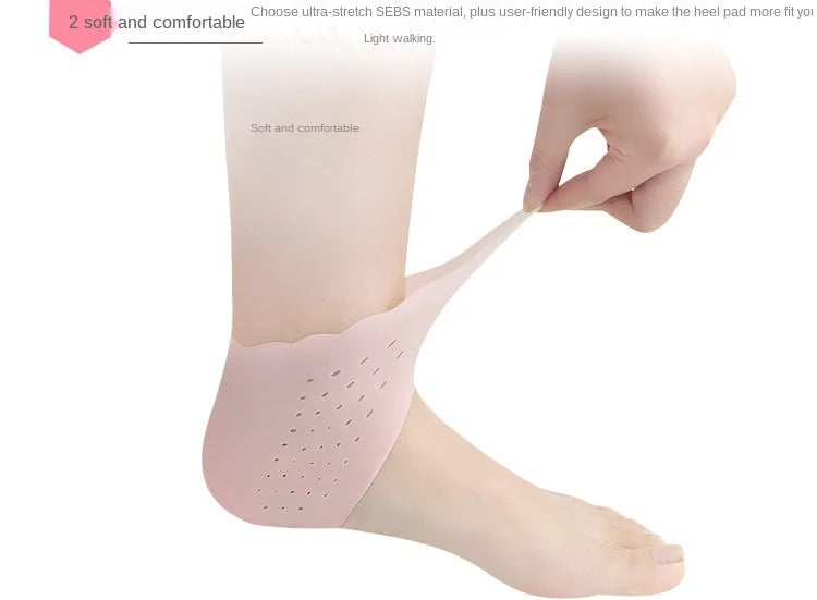 2-Pair Silicone Moisturizing Heel Socks, Gel Heel Protectors for Dry Cracked Feet