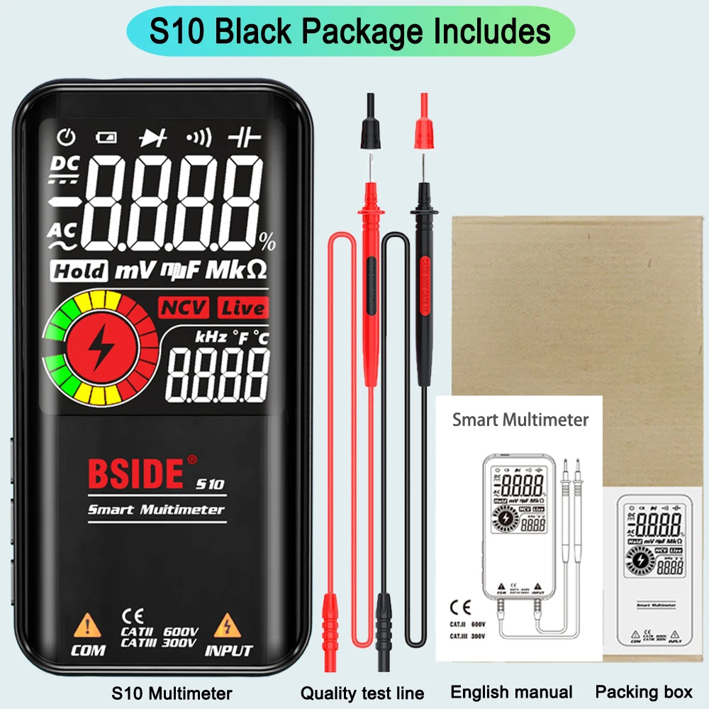 S10 / S11 Digital Smart Multimeter Color LCD Display 9999 Digital DC AC Voltage Capacitor Ohm Diode NCV Hz Tester DMM