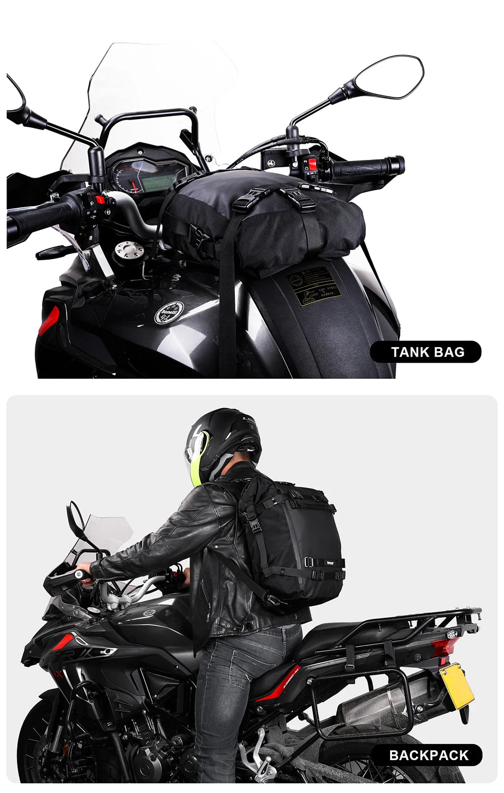Rhinowalk Motorcycle Rear Seat Bag 10L 20L 30L Waterproof Luggage Pack Motocross Multi-Function Bumper Modification Bale
