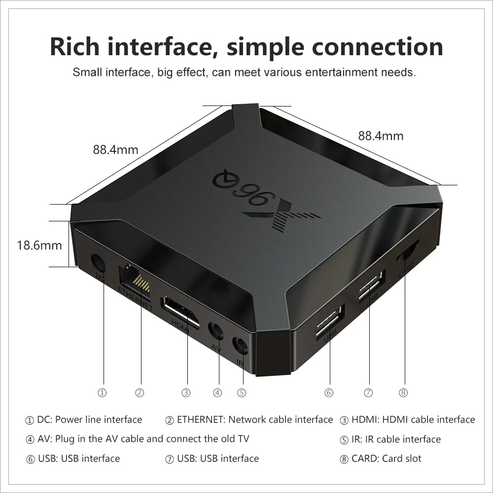 X96Q Android 10 Smart TV Box 4K, 2GB RAM 16GB Storage Quad-Core Media Player