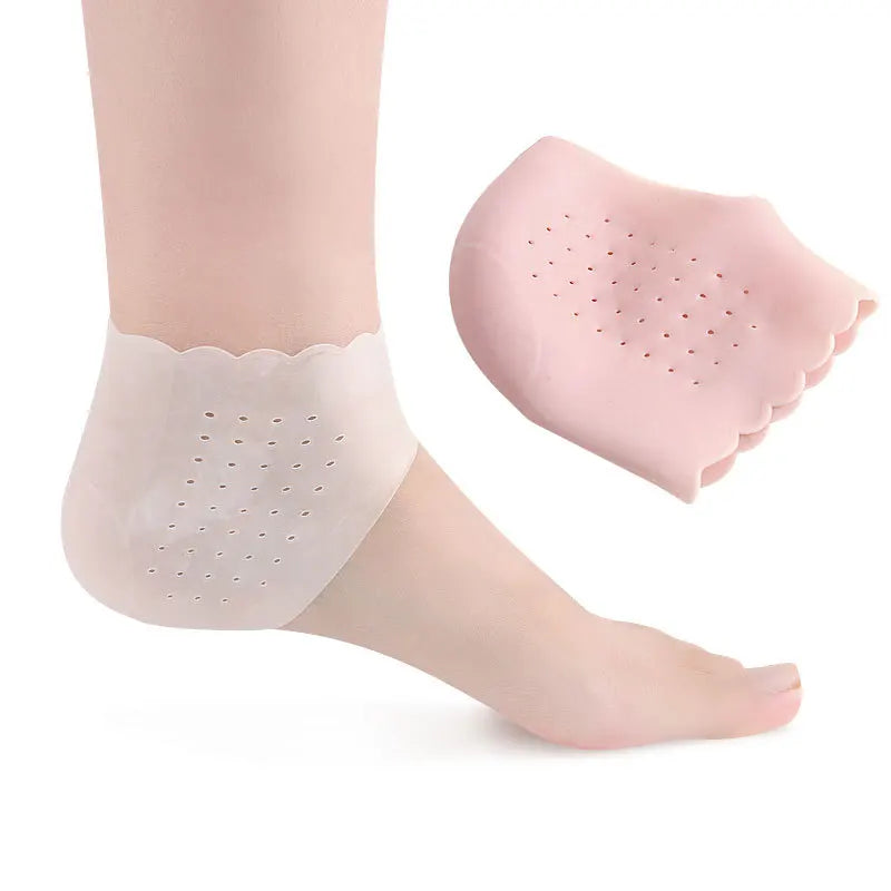 2-Pair Silicone Moisturizing Heel Socks, Gel Heel Protectors for Dry Cracked Feet