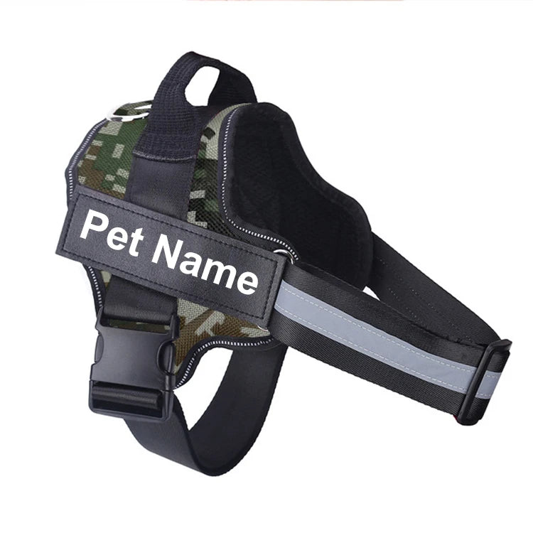 No-Pull Dog Harness, Reflective Breathable Adjustable Vest with Custom ID Patch for Outdoor Walking