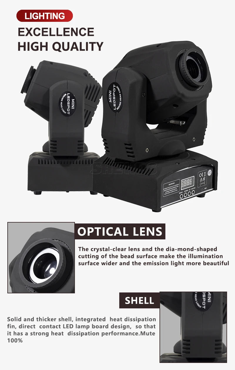 SHEHDS Lyre LED 60W Gobo Moving Head Lighting Spot Light Stage Light Wedding Christmas Birthday DJ Disco KTV Bar Event