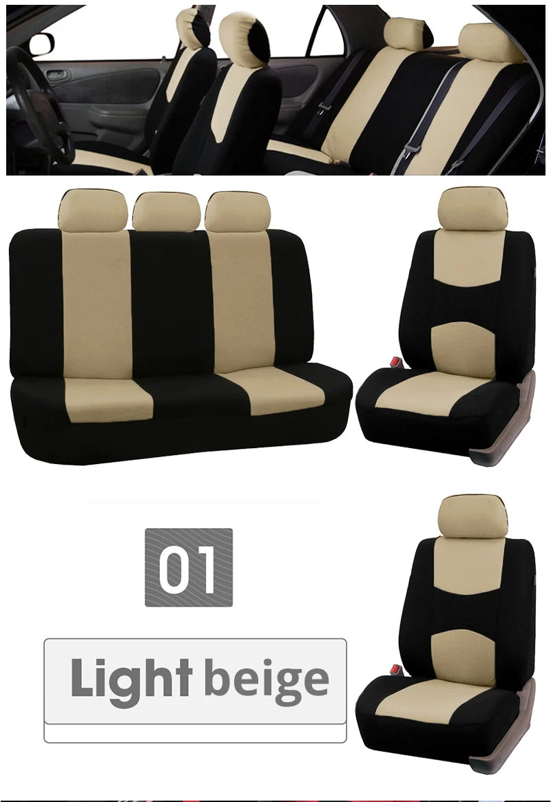 Car Seat Cover Airbag Compatible Ventilation Cloth Protect Seat Universal Beige Interior Accessories For 1/2/5/7 Seats