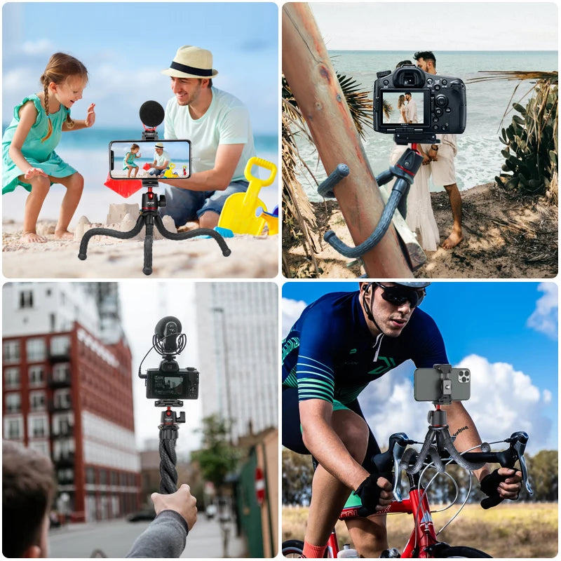 MT-11 Flexible Octopus Tripod Smartphone DSLR SLR Vlog Tripod Travel Portable 2 in 1 Tripod Extend 1/4 Screw Magic Arm