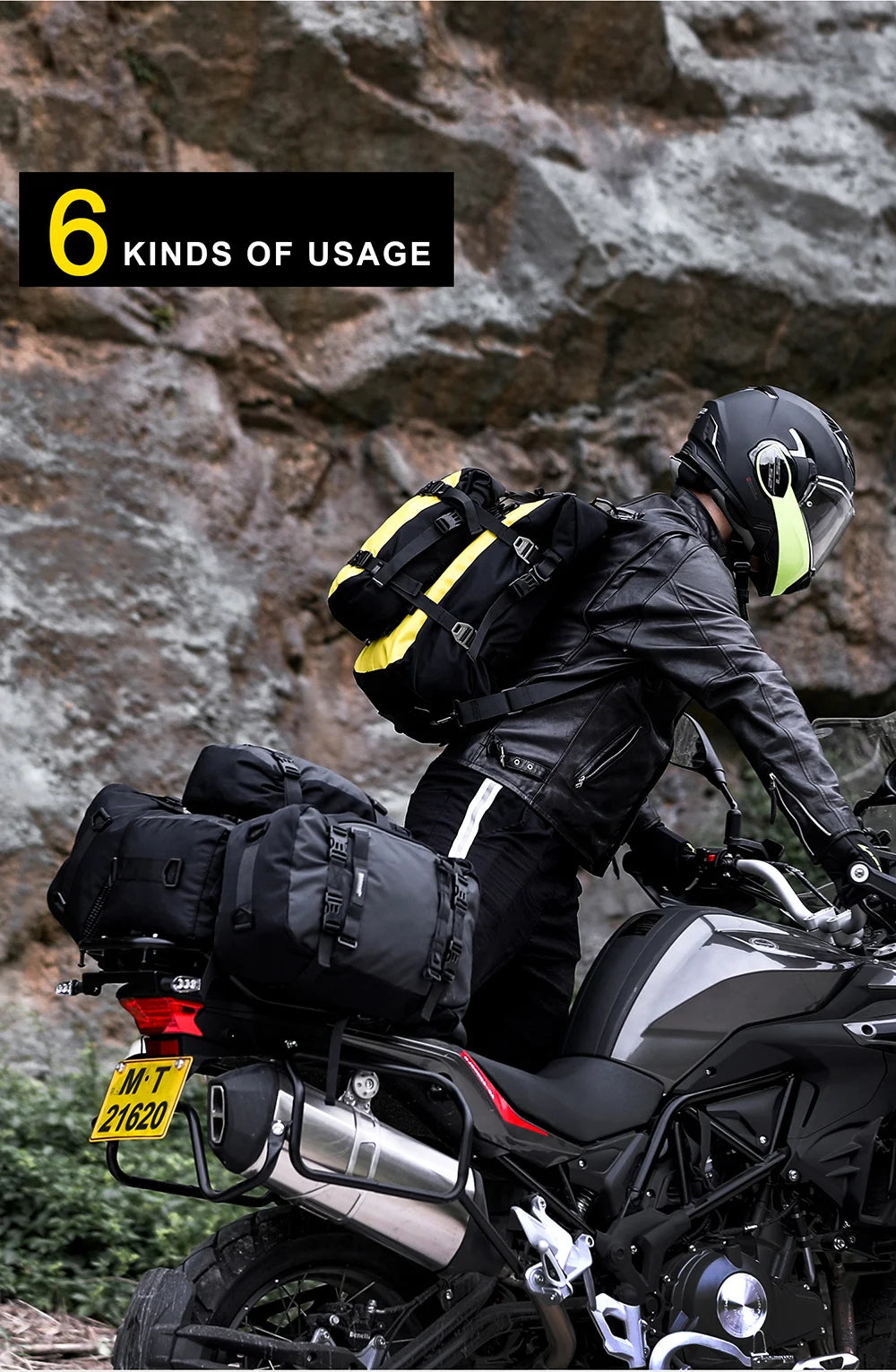Rhinowalk Motorcycle Rear Seat Bag 10L 20L 30L Waterproof Luggage Pack Motocross Multi-Function Bumper Modification Bale