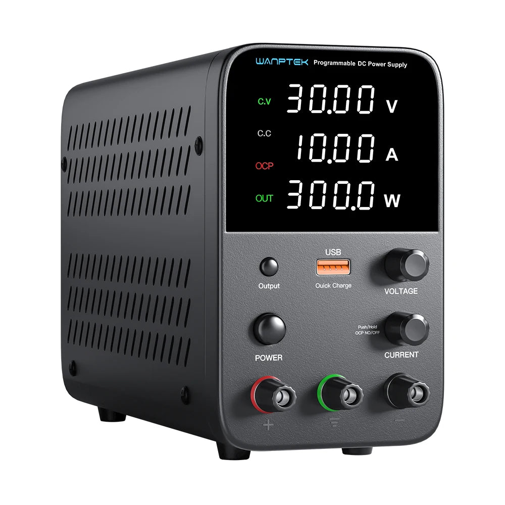 Wanptek Adjustable DC Power Supply 30V 10A, LED Lab Bench Voltage Regulator