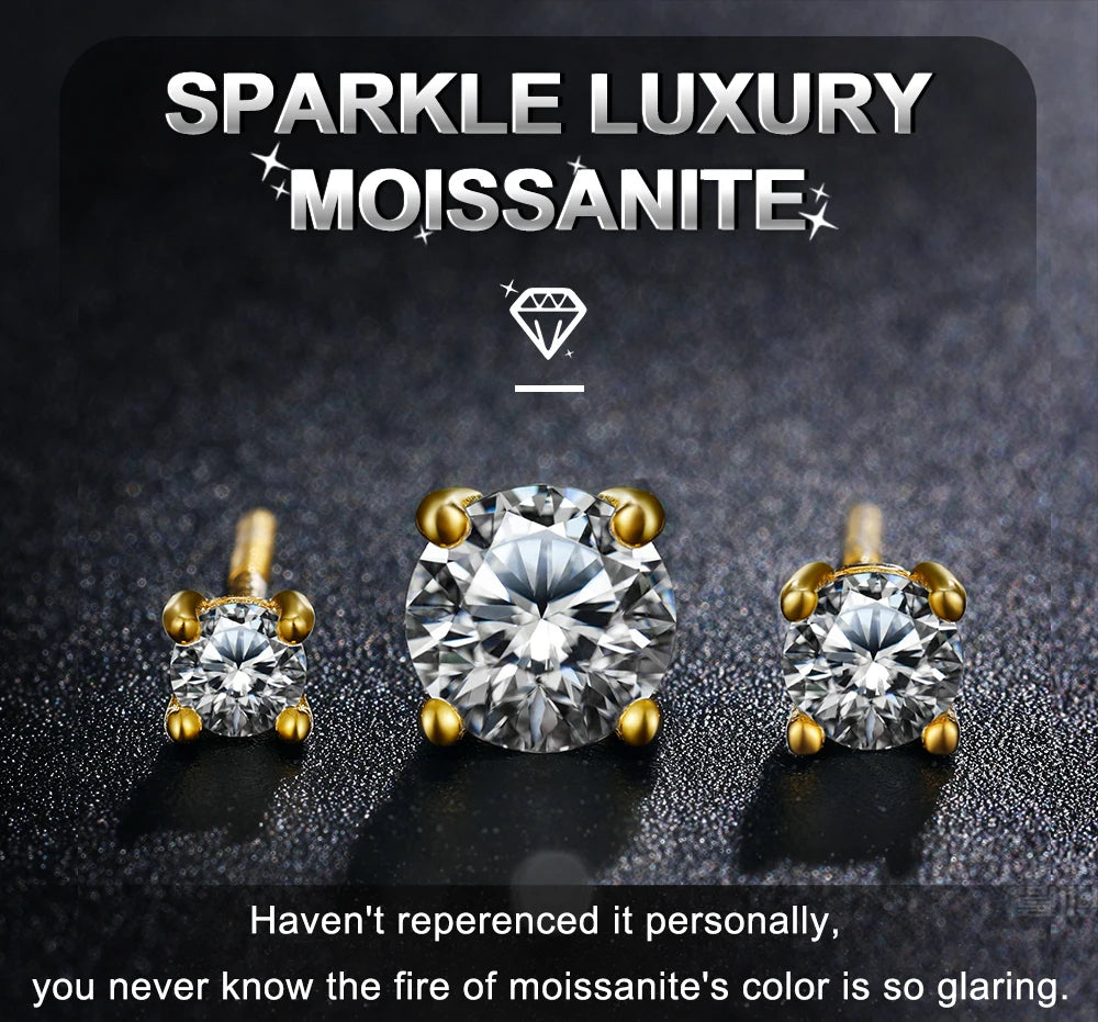 Real 0.5-2 Carat Black Moissanite Earrings For Women 100% 925 Sterling Silver Earring 2023 Trend Wedding Jewelry Christmas Gifts