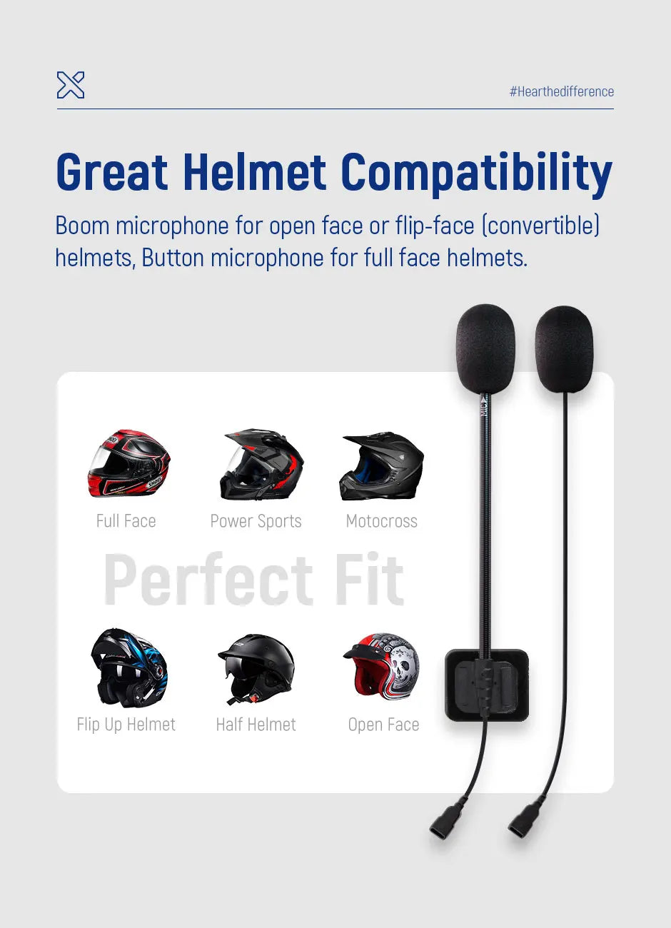 LX-B4FM-X for 10 Riders Intercom Motorcycle Bluetooth Helmet Headsets BT Moto with FM Radio