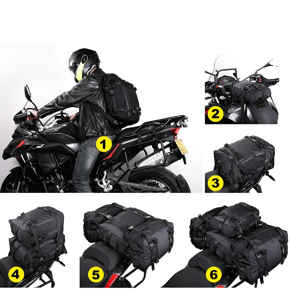 Rhinowalk Motorcycle Rear Seat Bag 10L 20L 30L Waterproof Luggage Pack Motocross Multi-Function Bumper Modification Bale