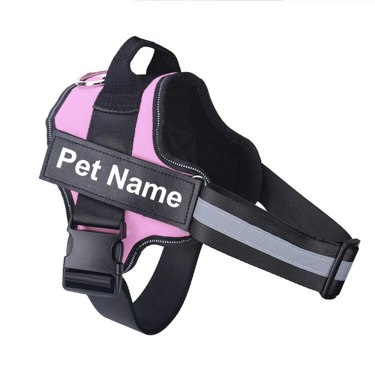 No-Pull Dog Harness, Reflective Breathable Adjustable Vest with Custom ID Patch for Outdoor Walking