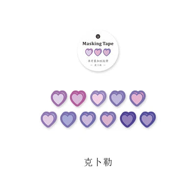 100pcs/roll Loving Heart Washi Tape Decorative Masking Morandi Color Scrapbooking Diary Paper Stickers