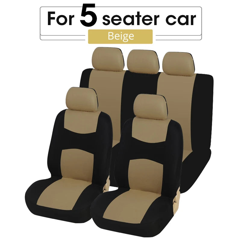 Car Seat Cover Airbag Compatible Ventilation Cloth Protect Seat Universal Beige Interior Accessories For 1/2/5/7 Seats