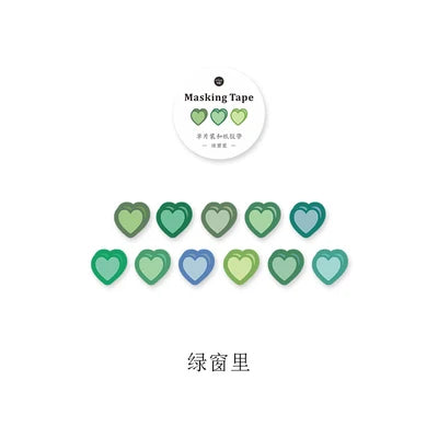 100pcs/roll Loving Heart Washi Tape Decorative Masking Morandi Color Scrapbooking Diary Paper Stickers