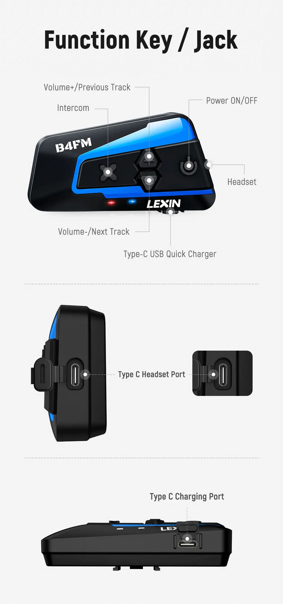 LX-B4FM-X for 10 Riders Intercom Motorcycle Bluetooth Helmet Headsets BT Moto with FM Radio