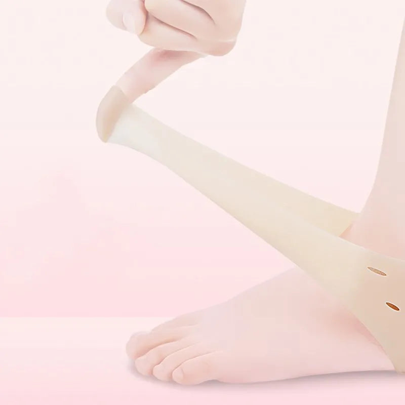 2-Pair Silicone Moisturizing Heel Socks, Gel Heel Protectors for Dry Cracked Feet