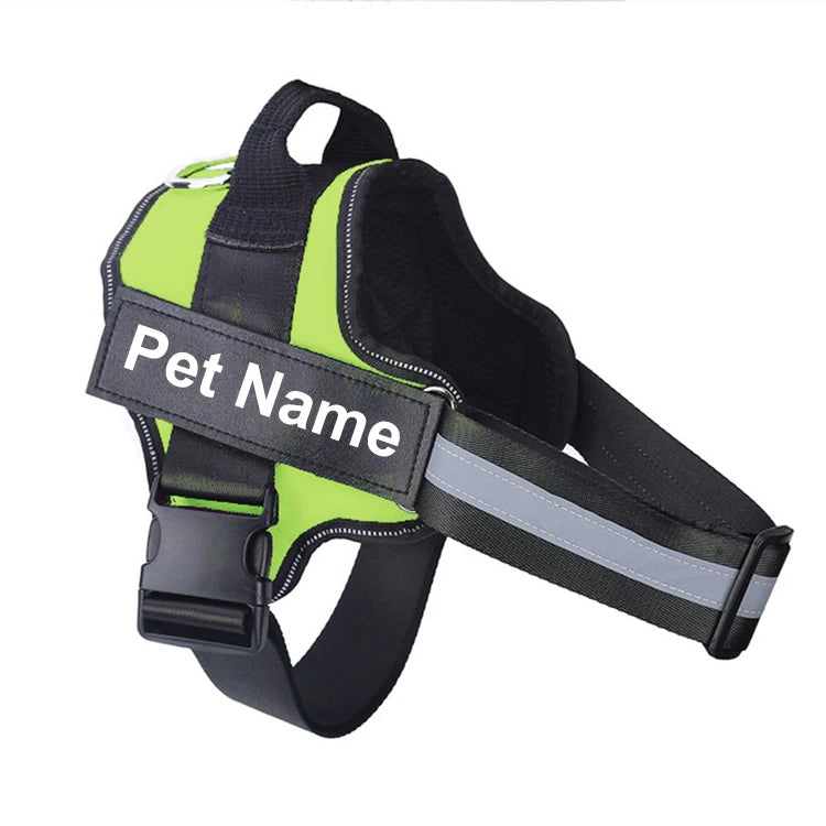 No-Pull Dog Harness, Reflective Breathable Adjustable Vest with Custom ID Patch for Outdoor Walking