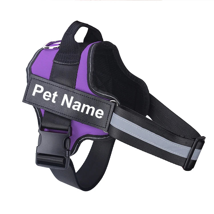 No-Pull Dog Harness, Reflective Breathable Adjustable Vest with Custom ID Patch for Outdoor Walking