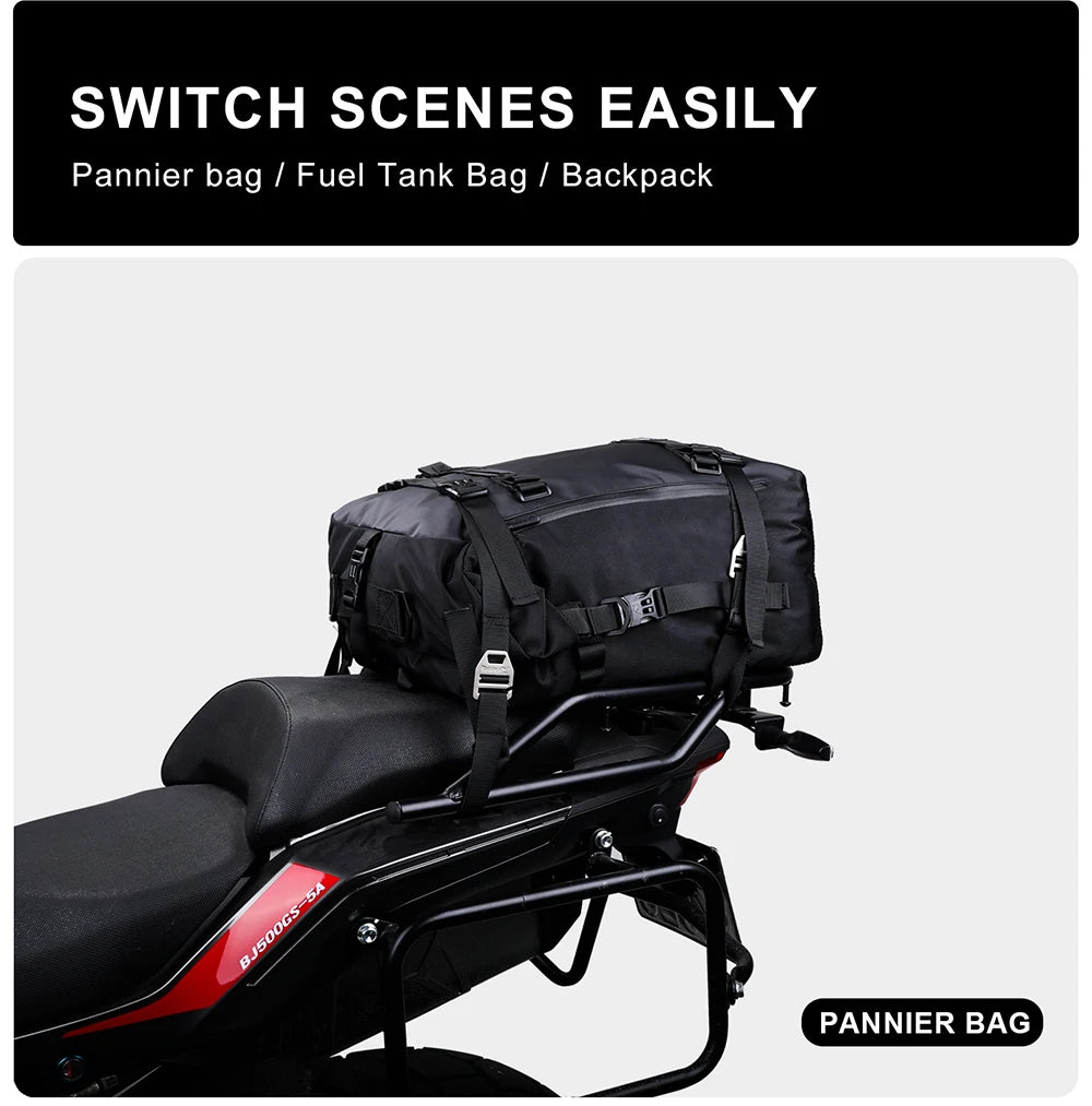 Rhinowalk Motorcycle Rear Seat Bag 10L 20L 30L Waterproof Luggage Pack Motocross Multi-Function Bumper Modification Bale