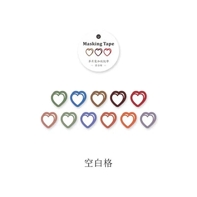 100pcs/roll Loving Heart Washi Tape Decorative Masking Morandi Color Scrapbooking Diary Paper Stickers
