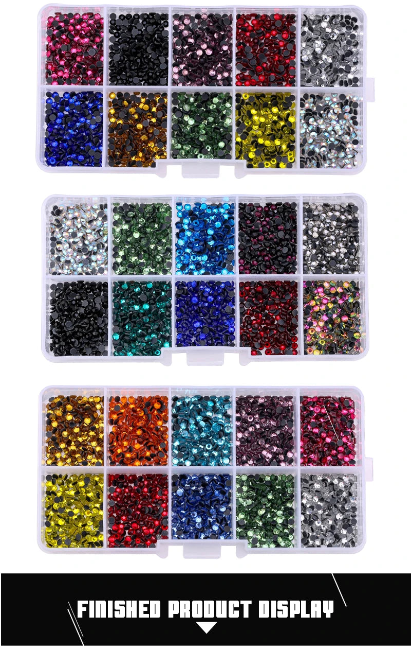 QIAO Hot Fix Rhinestones Set EU/US PLUG Hotfix Applicator 7 Tips Iron-on Crystal Glass Rhinestone Strass For Garment Decorations