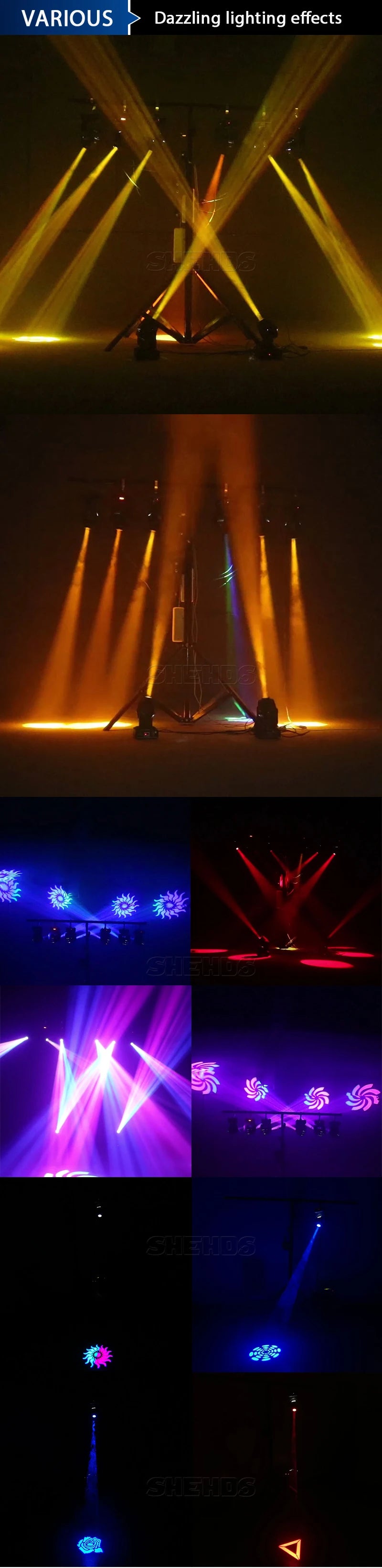 SHEHDS Lyre LED 60W Gobo Moving Head Lighting Spot Light Stage Light Wedding Christmas Birthday DJ Disco KTV Bar Event