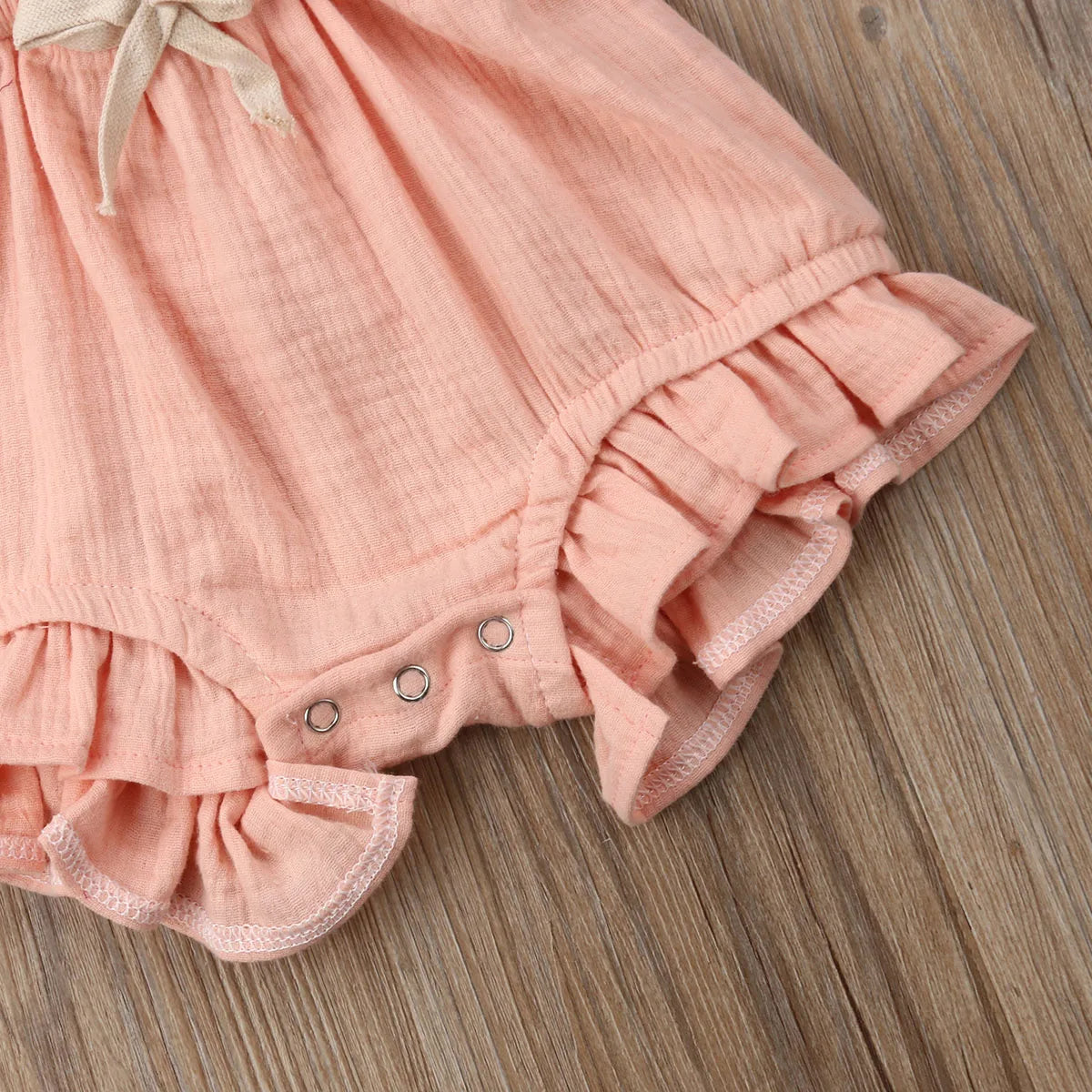 Newborn Baby Girl Ruffle Bodysuit, Solid Color Summer Romper Sunsuit