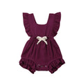 Newborn Baby Girl Ruffle Bodysuit, Solid Color Summer Romper Sunsuit