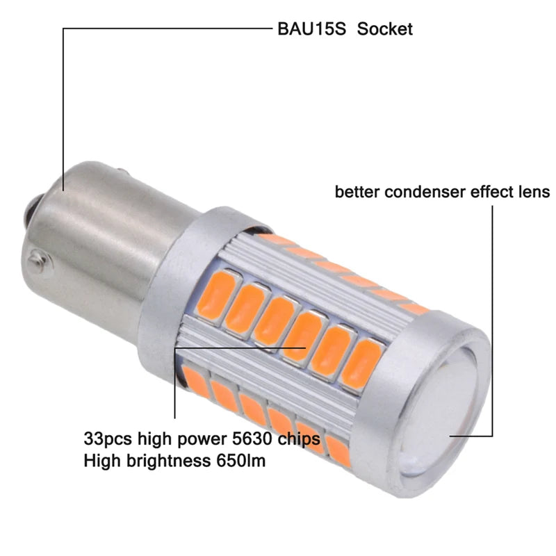 Katur 4pcs PY21W LED Bulbs Single Filament For Cars Turn Signal Lights Amber Red Lighting 1156 BAU15S 150 Degree Orange