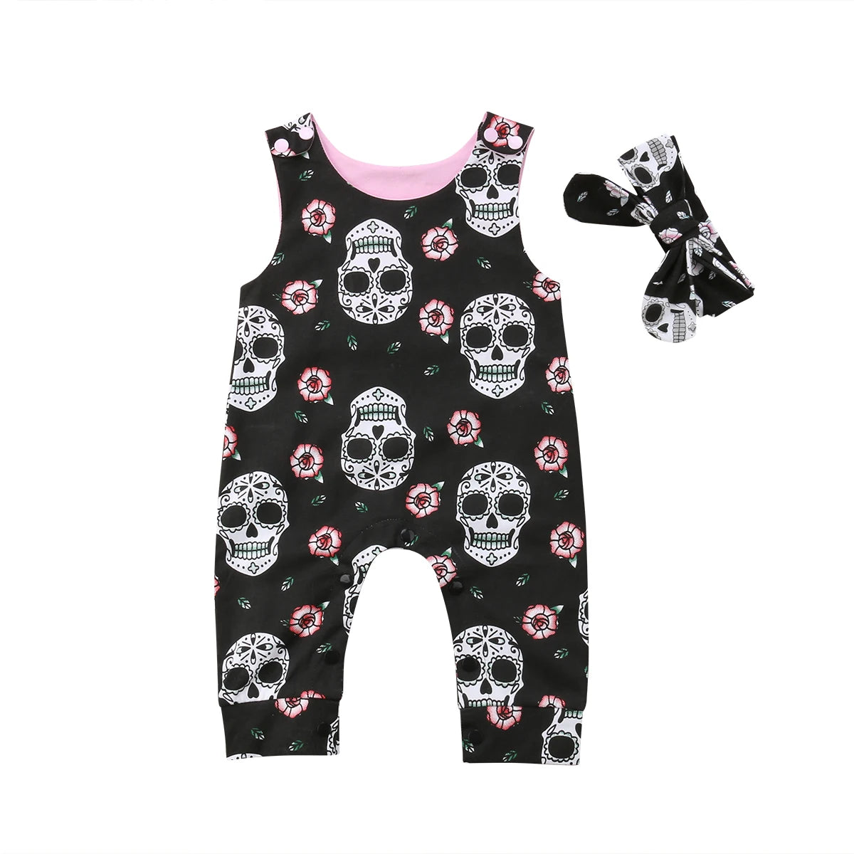 Halloween Skull Floral Baby Romper