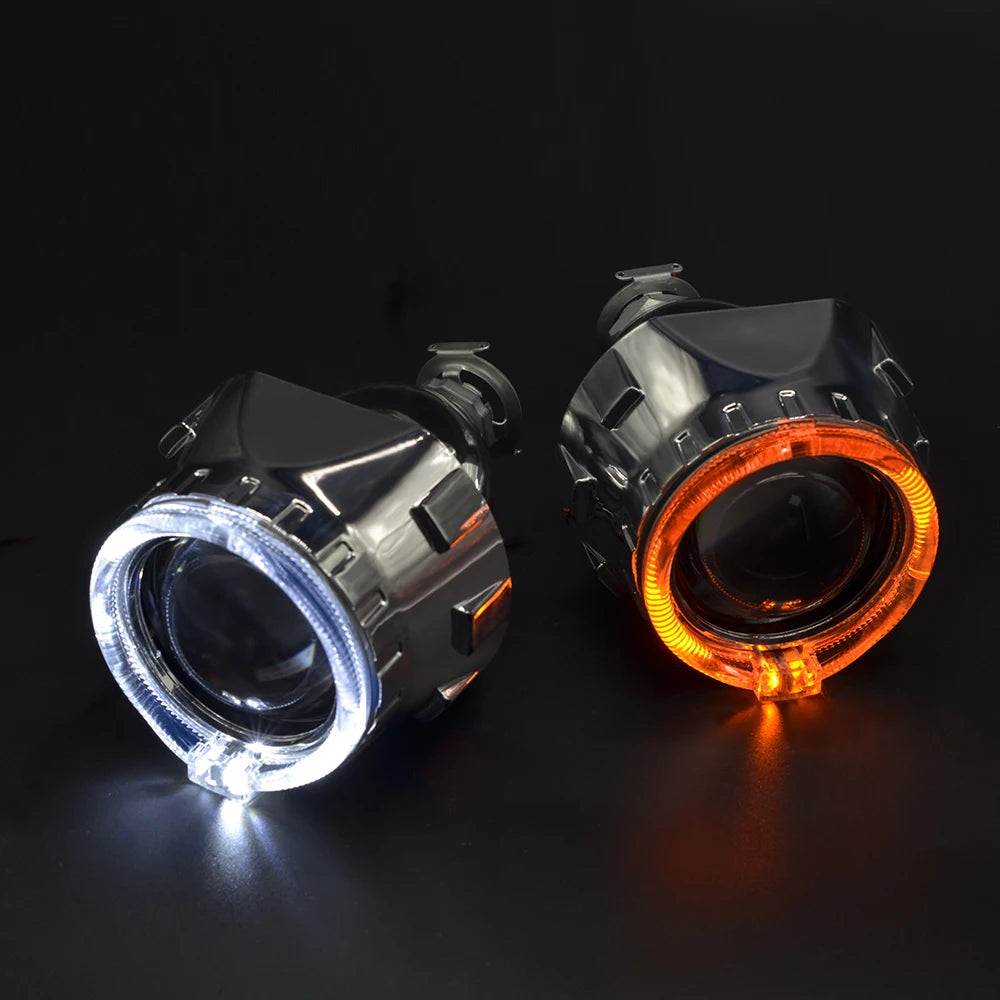 2.5 Inch 8.0 Bi Xenon Projector Lens With DRL LED Angel Eyes Shrouds Car Assembly Kit For Car Headlight H1 H4 H7 Model
