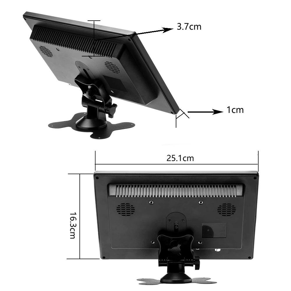 Podofo 10.1" Inch Car Monitor With HDMI VGA for TV & Computer Display LCD Color Screen Car Backup Camera & Home Security System