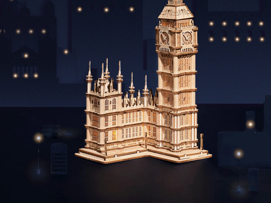 Robotime Rolife DIY 3D Tower Bridge Big Ben Famous Building Wooden Puzzle Game Easy Assembly Toy Gift for Children Teen Adult