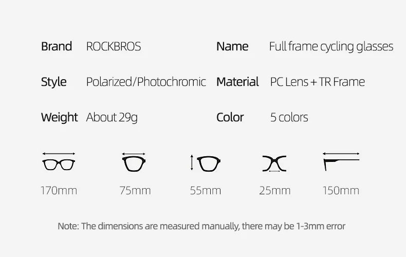 ROCKBROS Polarized Cycling Glasses  Clear Bike Glasses Eyewear UV400 Outdoor Sport Sunglasses Men Women Cycling Sunglasses