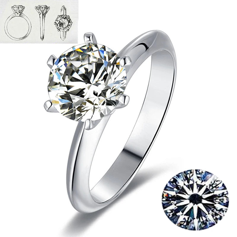 925 Sterling Silver Moissanite Solitaire Ring, 1–3 ct