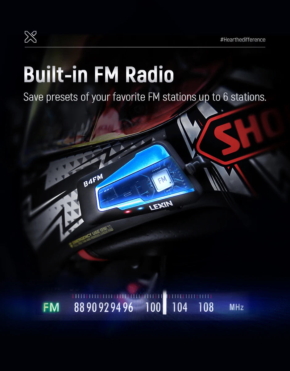 LX-B4FM-X for 10 Riders Intercom Motorcycle Bluetooth Helmet Headsets BT Moto with FM Radio