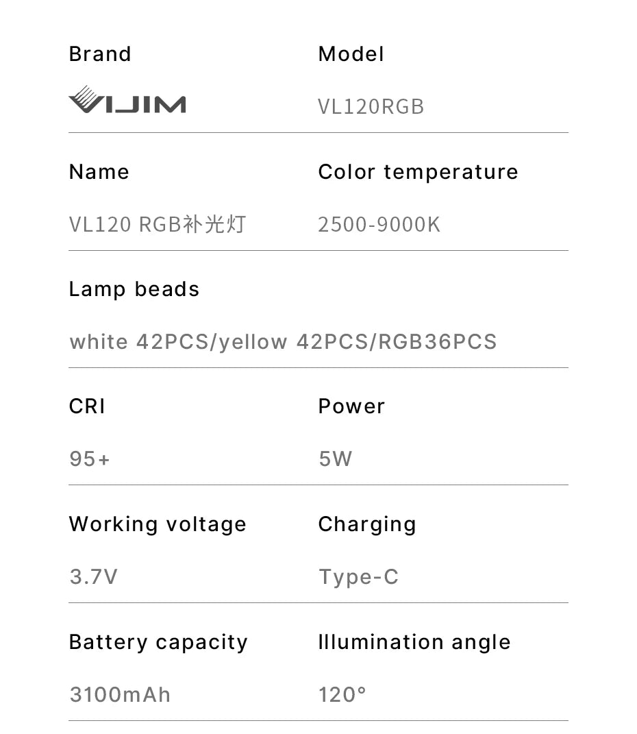 Ulanzi VL120 RGB LED Video Light, Rechargeable 3100mAh Mini Fill Light for Camera and Phone