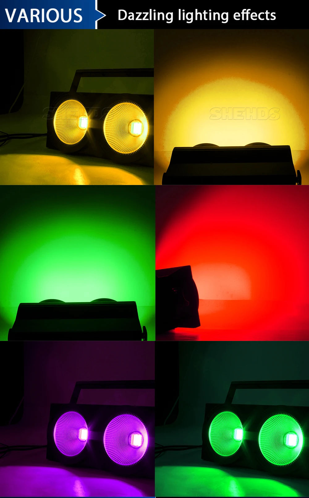 SHEHDS 4x100W 4 Eyes/200W 1Eye /2 Eyes LED Blinder Lights COB Cool And Warm White  For Dj Disco Party Stage